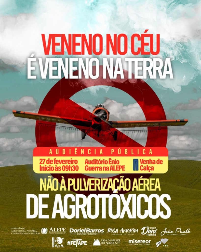 Pulverização aérea de agrotóxicos é tema de audiência pública na Assembleia Legislativa de Pernambuco